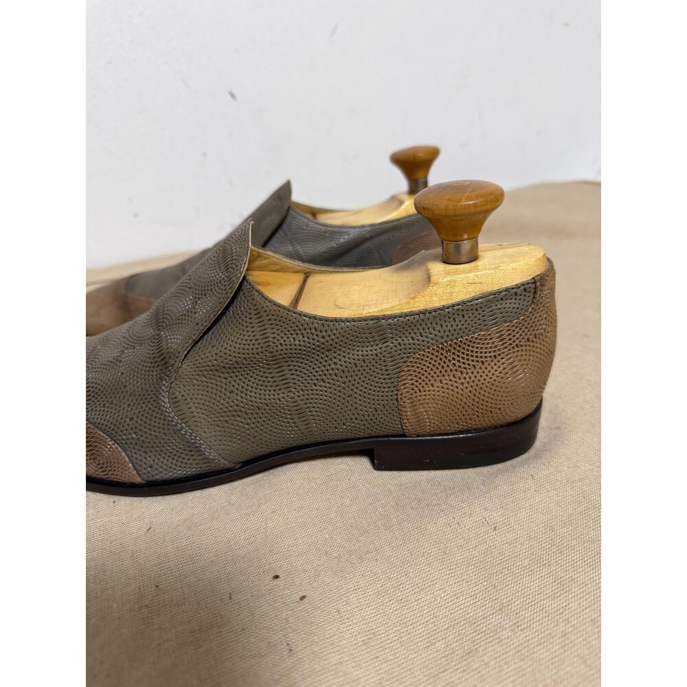 Cesare Paciotti Dress Shoes Mens Size 7.5 Gray Embossed Leather Slip On Italy - Picture 8 of 13